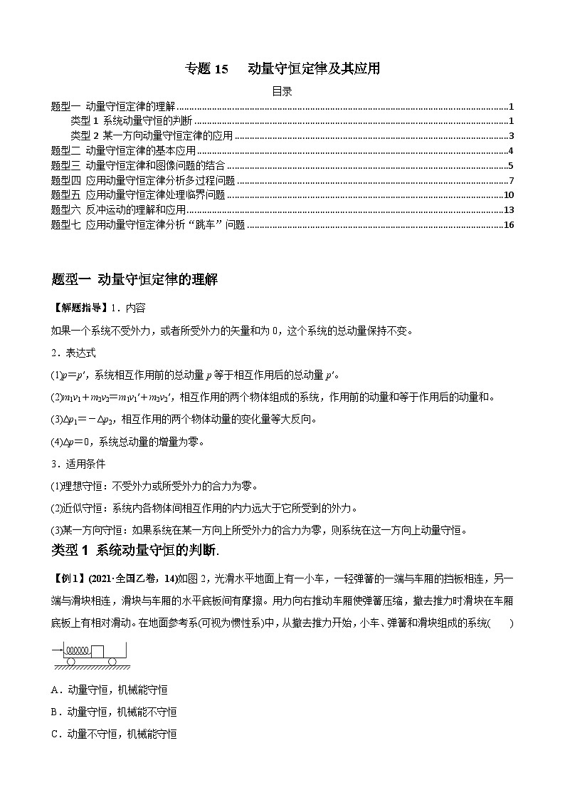 高考物理一轮复习专题15动量守恒定律及其应用(原卷版+解析)第1页
