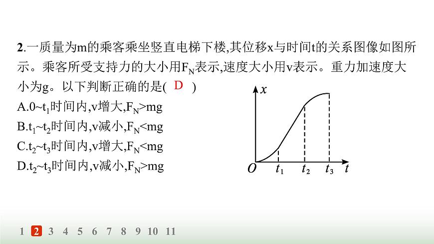 人教版高中物理必修第一冊(cè)第4章運(yùn)動(dòng)和力的關(guān)系分層作業(yè)29超重和失重課件第4頁(yè)