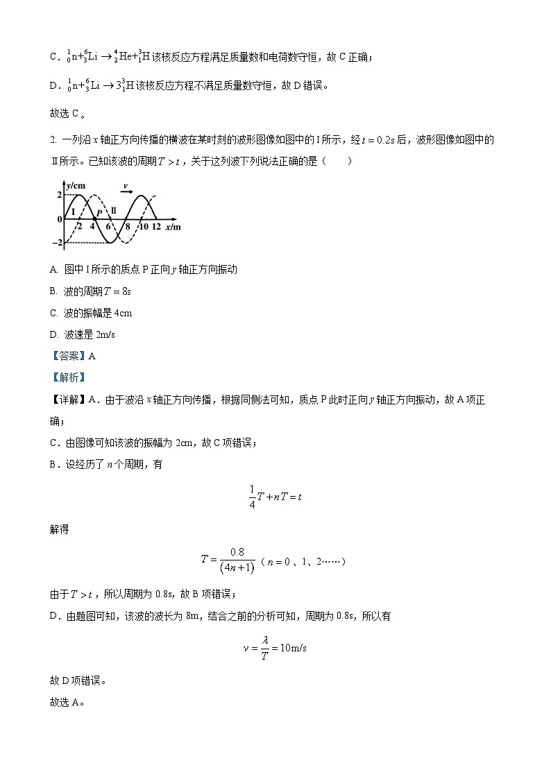 广东省韶关市2023-2024学年高二下学期期末考试物理试题(原卷版+解析版)02
