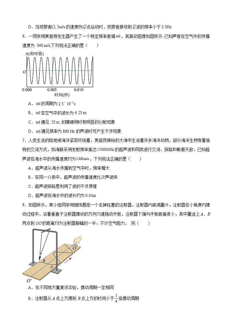 综合训练9 机械振动与机械波(热点题)(原卷版)-2025高考物理一轮新题型综合特训(上海专用)第3页