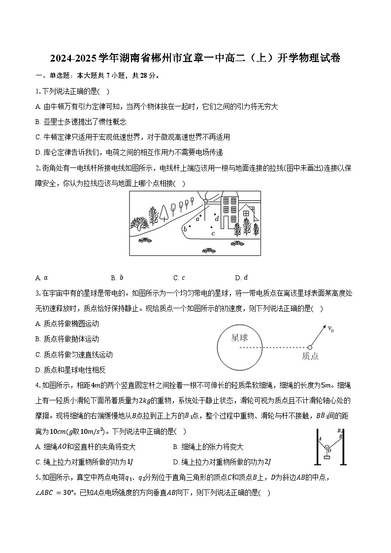 2024-2025学年湖南省郴州市宜章一中高二(上)开学物理试卷(含解析)第1页