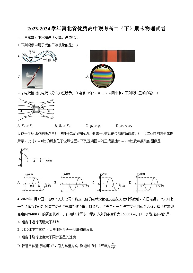 2023-2024学年河北省优质高中联考高二(下)期末物理试卷(含答案)第1页