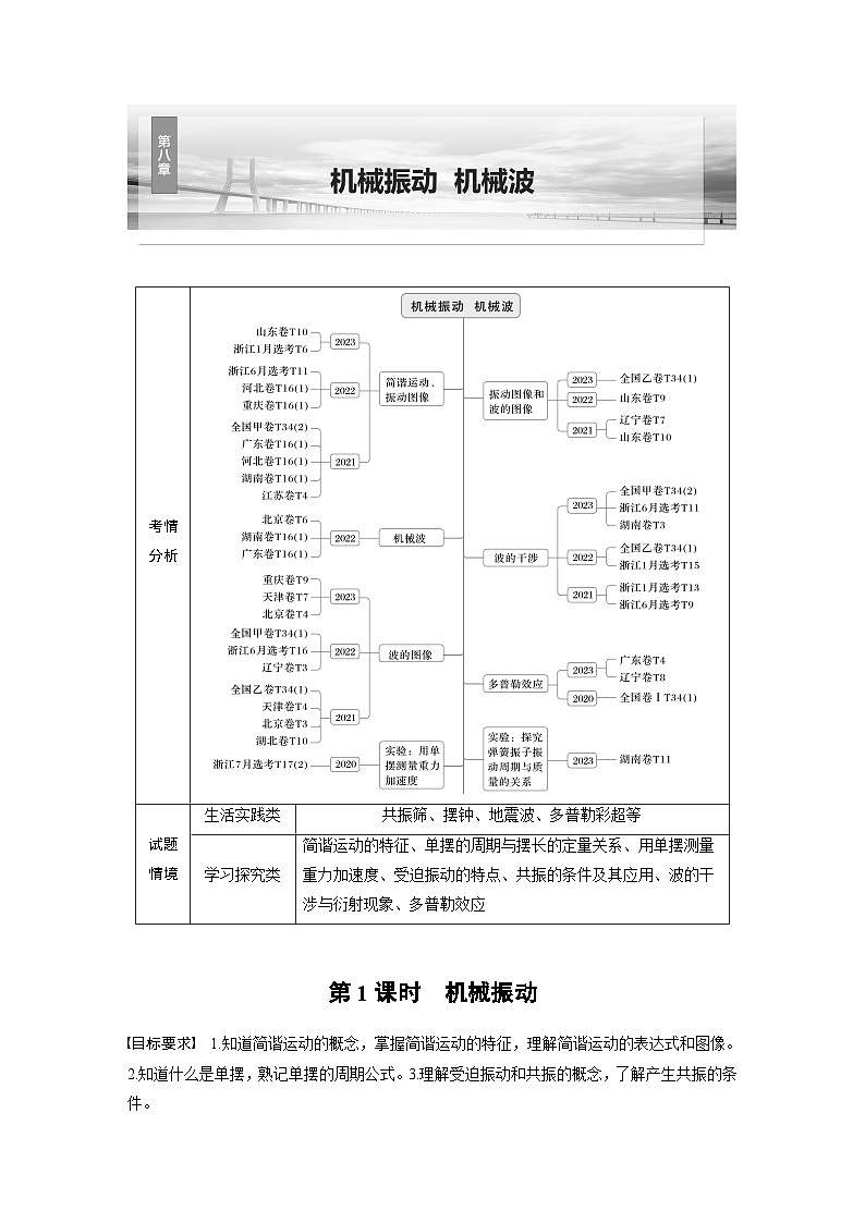 高考物理一轮复习讲义第8章第1课时 机械振动(教师版)第1页
