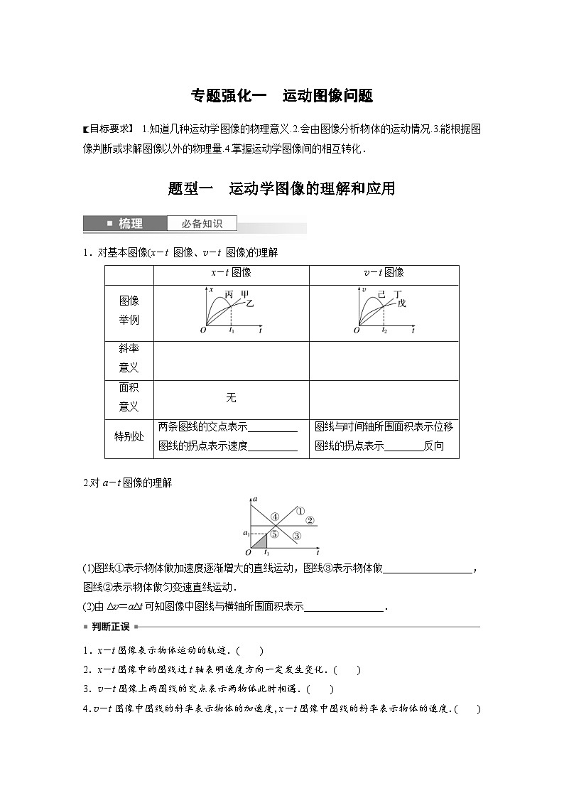 新高考物理一轮复习讲义 第1章 专题强化1 运动图像问题(2份打包,原卷版+教师版)01