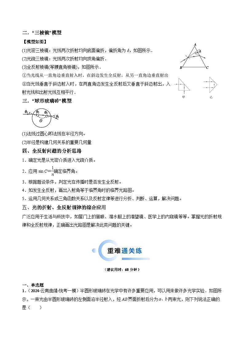 新高考物理二轮复习重难点专练热点14 光学中的常见模型(解析版)第2页