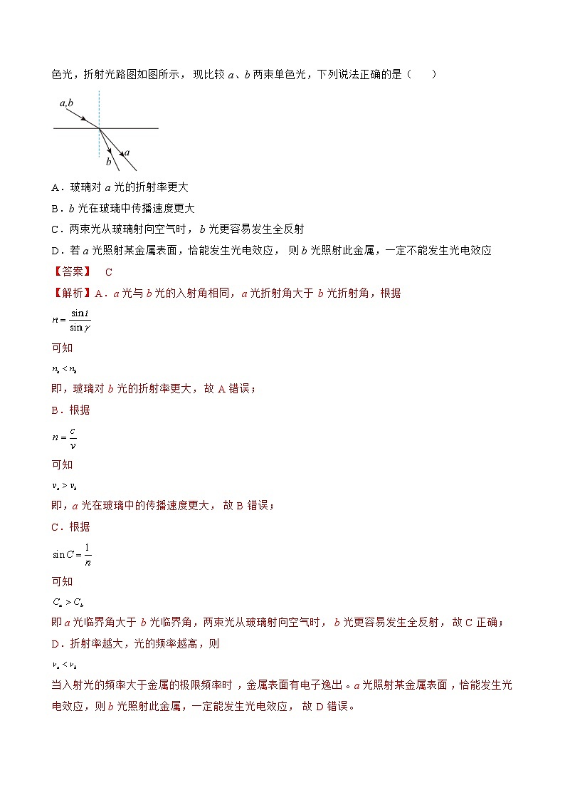 新高考物理一轮复习跟踪练习专题11.1 光的折射、全反射(解析版)第2页