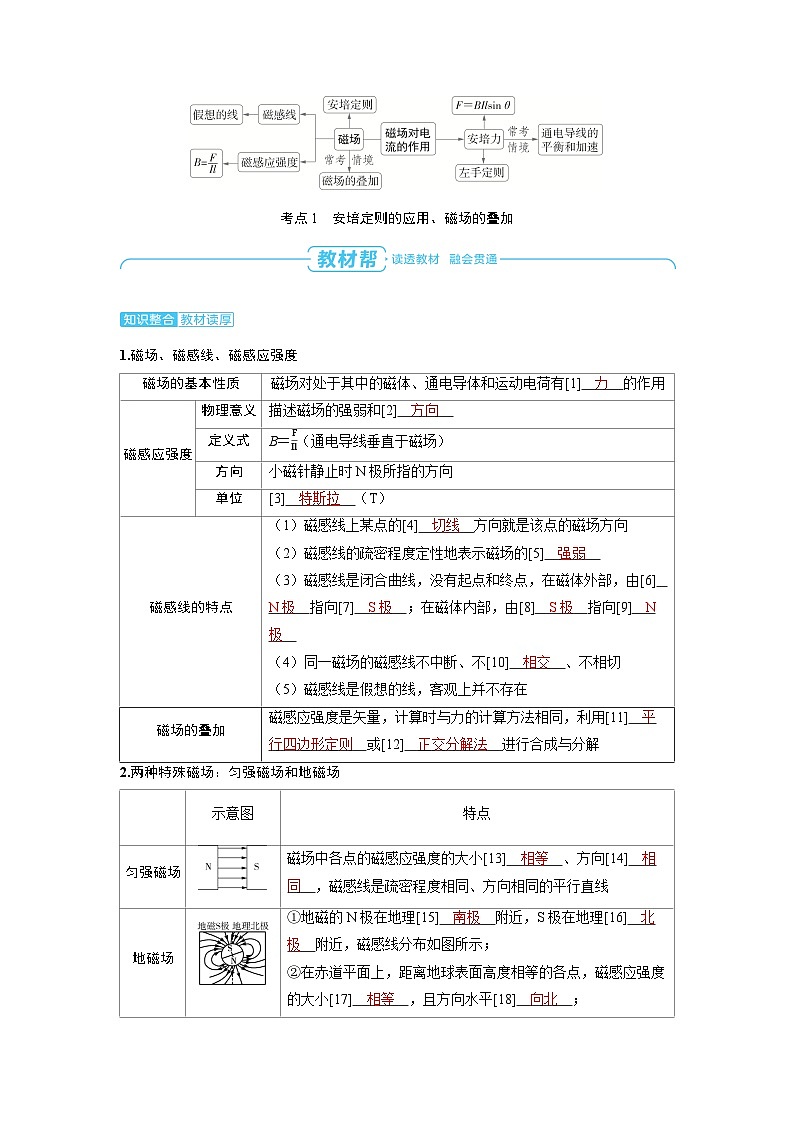 2025年高考物理精品教案第十一章 磁场 第1讲 磁场及其对电流的作用02