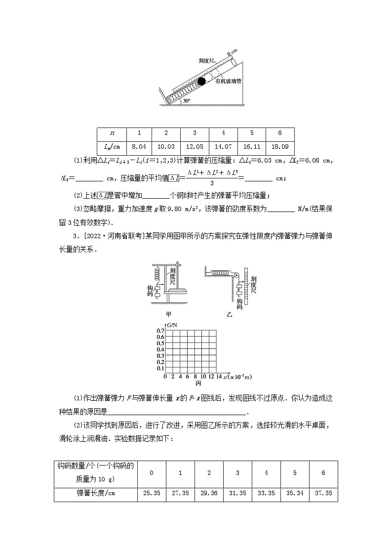 新高考物理一轮复习考点巩固练习专题14实验:探究弹力和形变量的关系(含解析)第2页