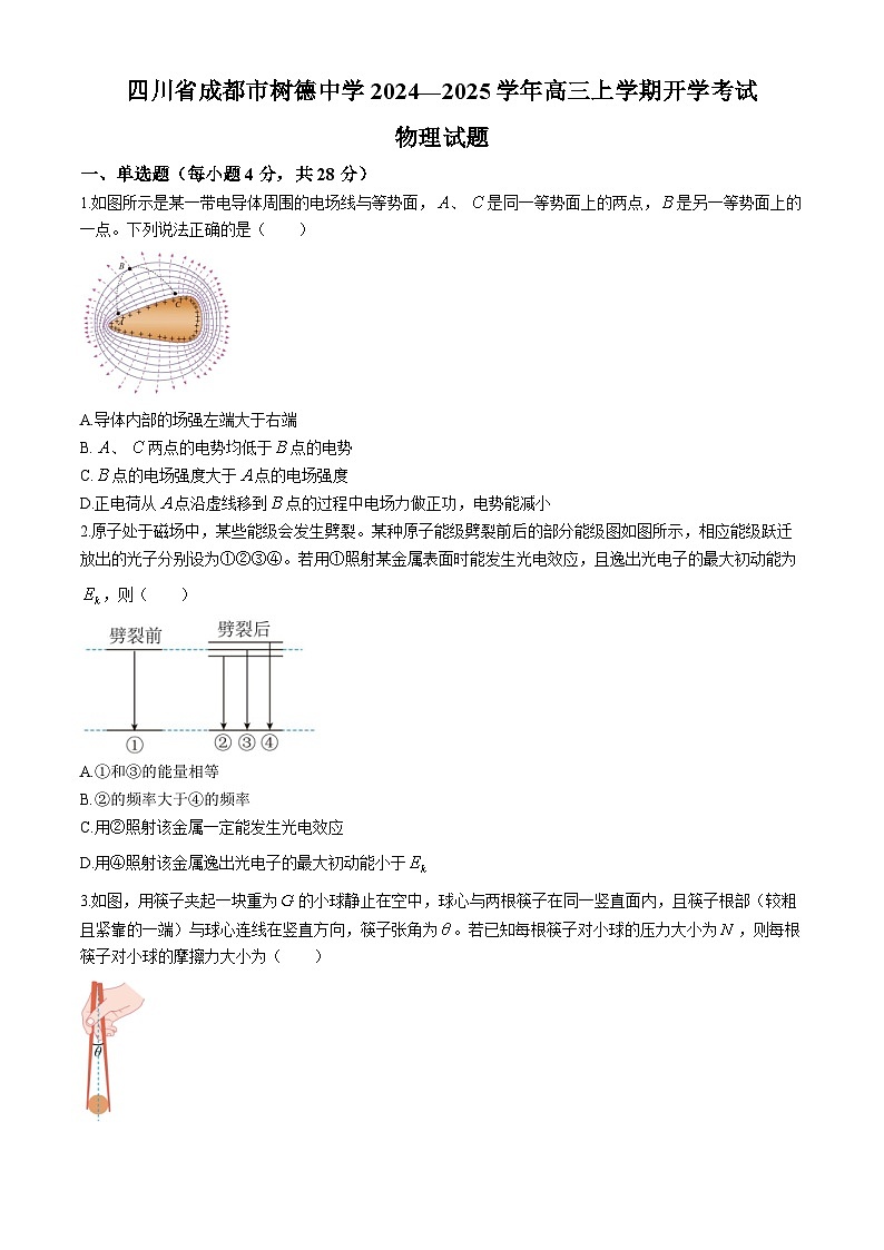 四川省成都市树德中学2024-2025学年高三上学期开学考试物理试题01