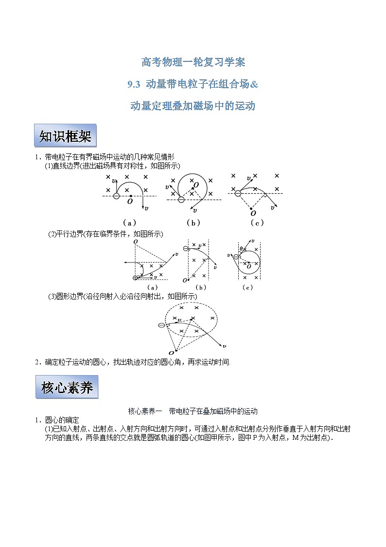 新高考物理一轮复习学案 9.3 动量带电粒子在组合场&动量定理叠加磁场中的运动(含解析)01