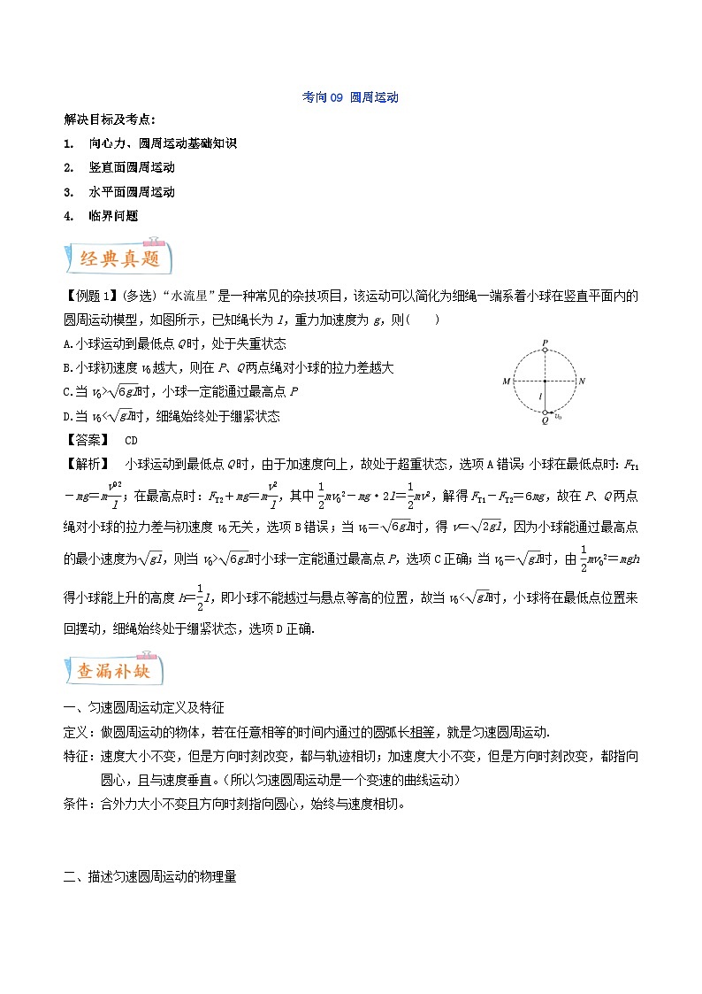新高考物理一轮复习考点练习考向09 圆周运动(含解析)第1页