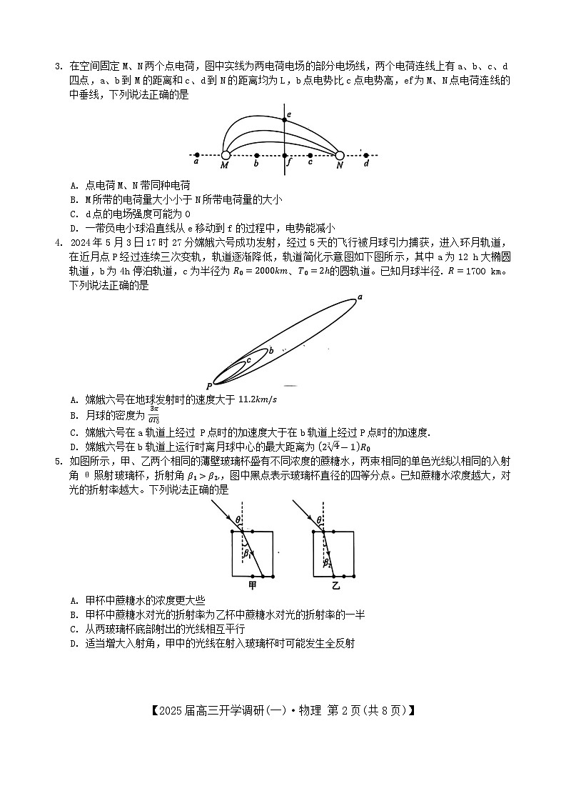 河北定州中学2024--2025学年高三年级上学期开学考物理试题第2页