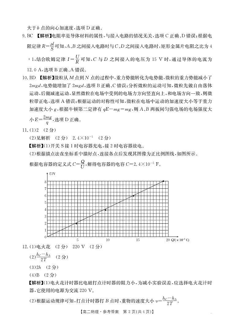 广西名校联盟2024年高二上学期入学考试物理试题+答案02