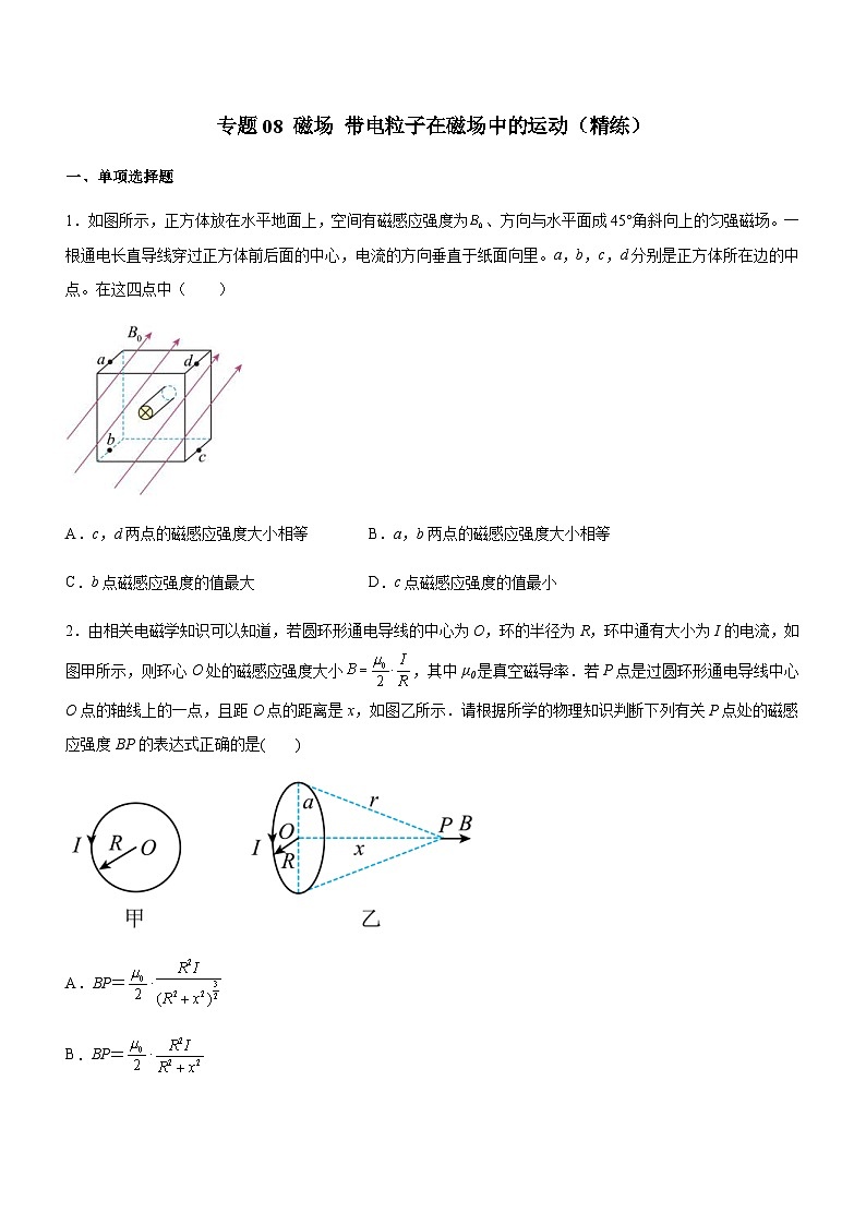 高考物理二轮复习精讲精练专题08 磁场 带电粒子在磁场中的运动(3份打包,原卷版+解析版)01