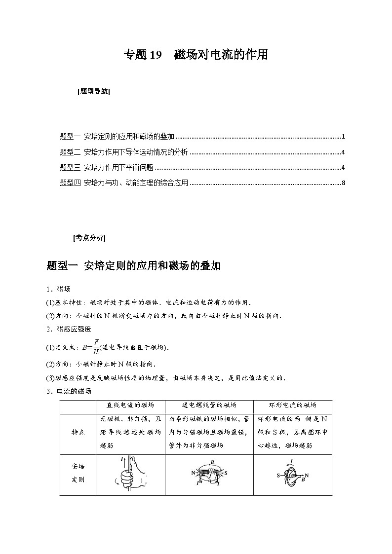 高考物理三轮冲刺题型归纳讲练专题19 磁场对电流的作用(2份打包,原卷版+解析版)01