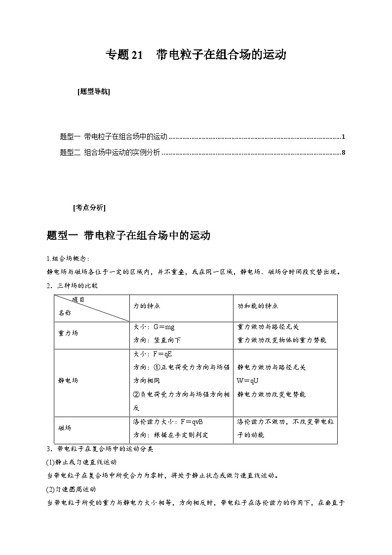 高考物理三轮冲刺题型归纳讲练专题21 带电粒子在组合场的运动(2份打包,原卷版+解析版)01