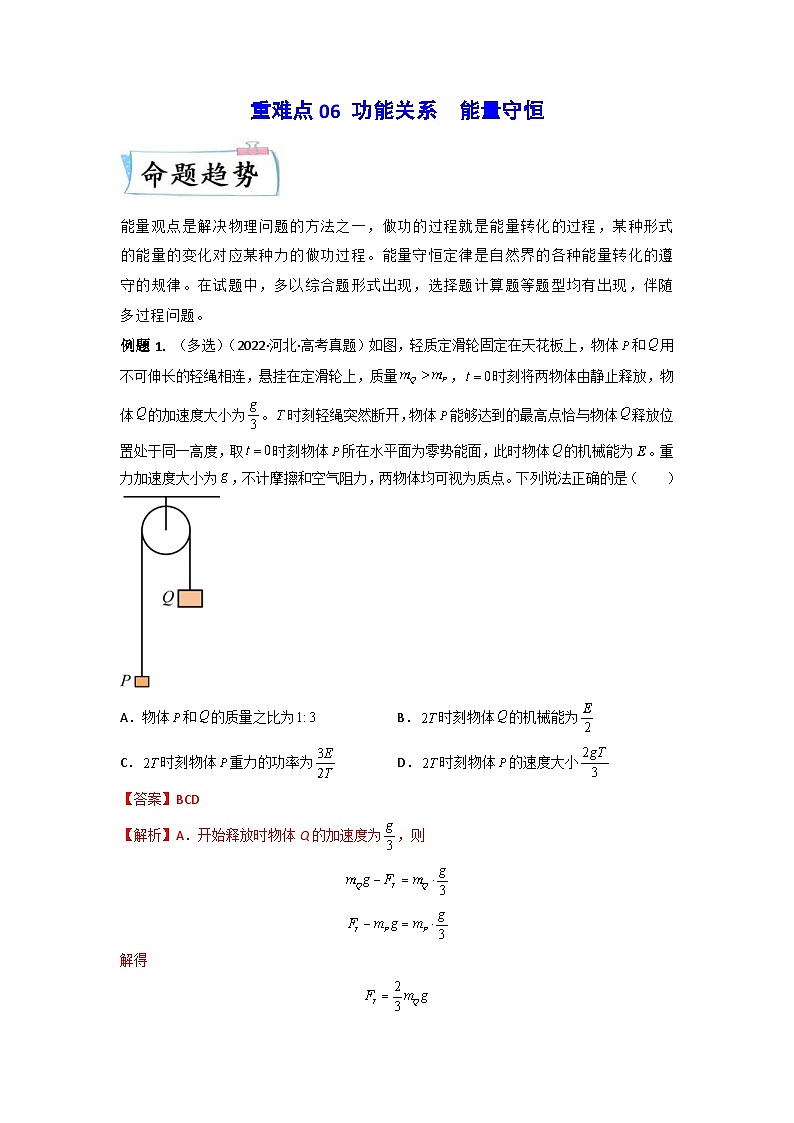 高考物理二轮复习专题培优练习重难点06 功能关系 能量守恒(解析版)第1页