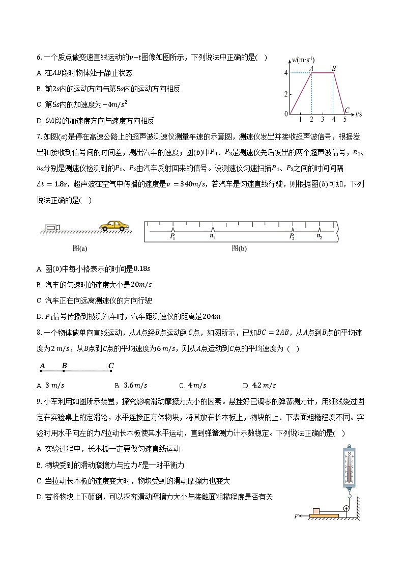 2024-2025学年湖南省永州市第四中学高一(上)入学测试物理试卷(含解析)第2页