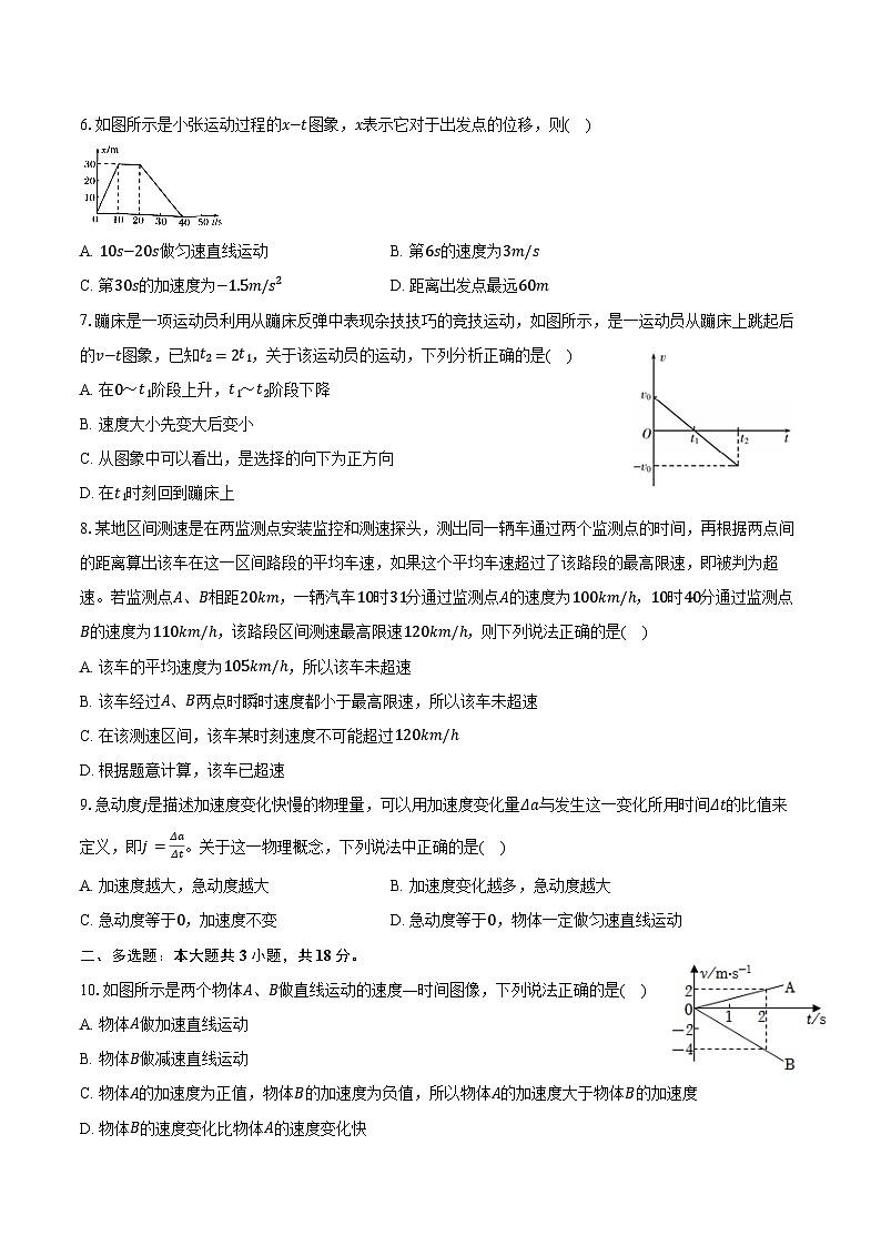 2024-2025学年河北省衡水市安平中学高一(上)月考物理试卷(9月份)(含答案)02