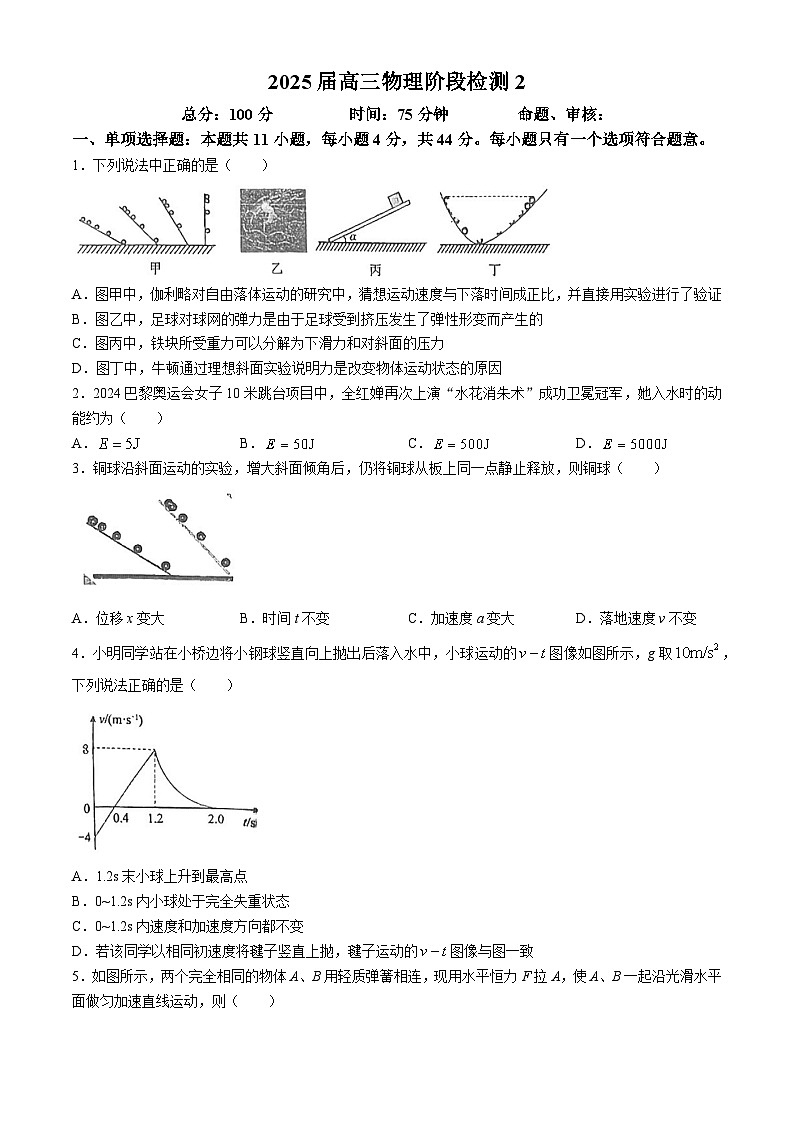 江苏省盐城市射阳中学2024-2025学年高三上学期10月月考物理试题第1页