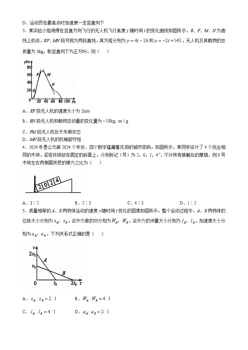 辽宁省沈阳市郊联体2024-2025学年高三上学期10月月考物理试卷第2页