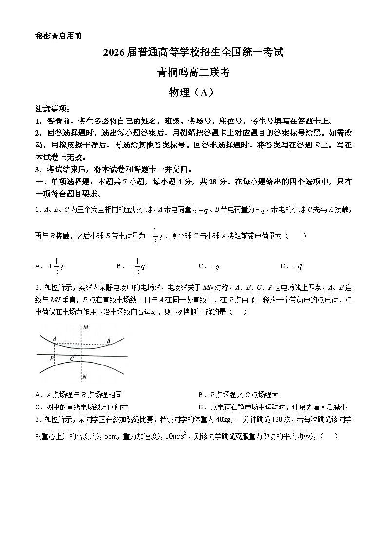 河南省青桐鸣联考2024-2025学年高二上学期10月月考物理试题(无答案)第1页