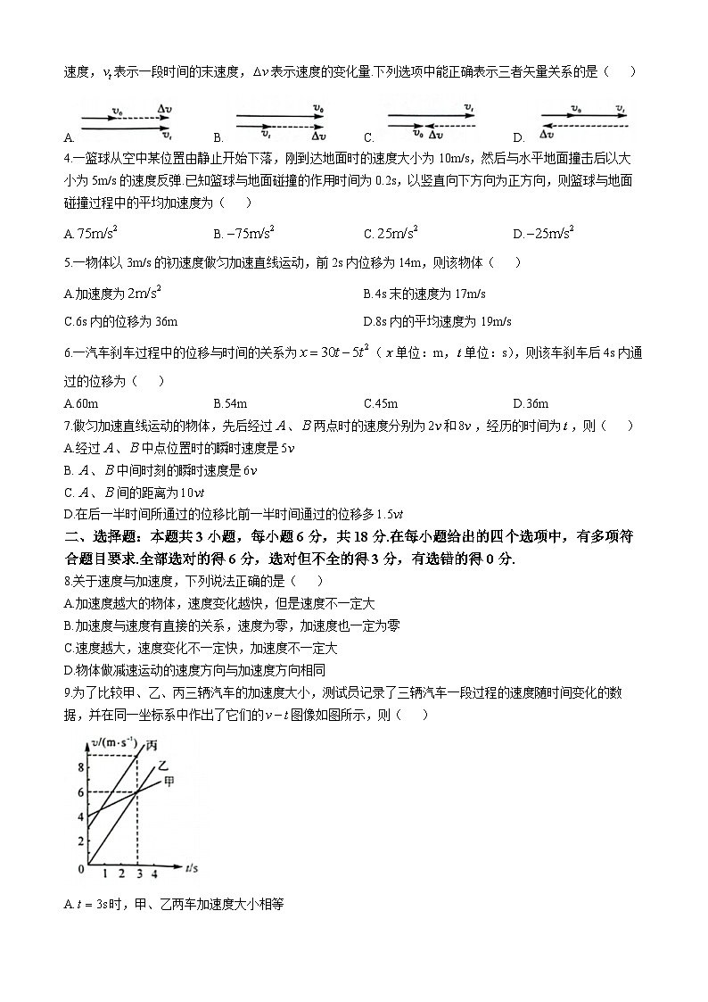 山东省菏泽市鄄城县第一中学2024-2025学年高一上学期10月月考物理试题02