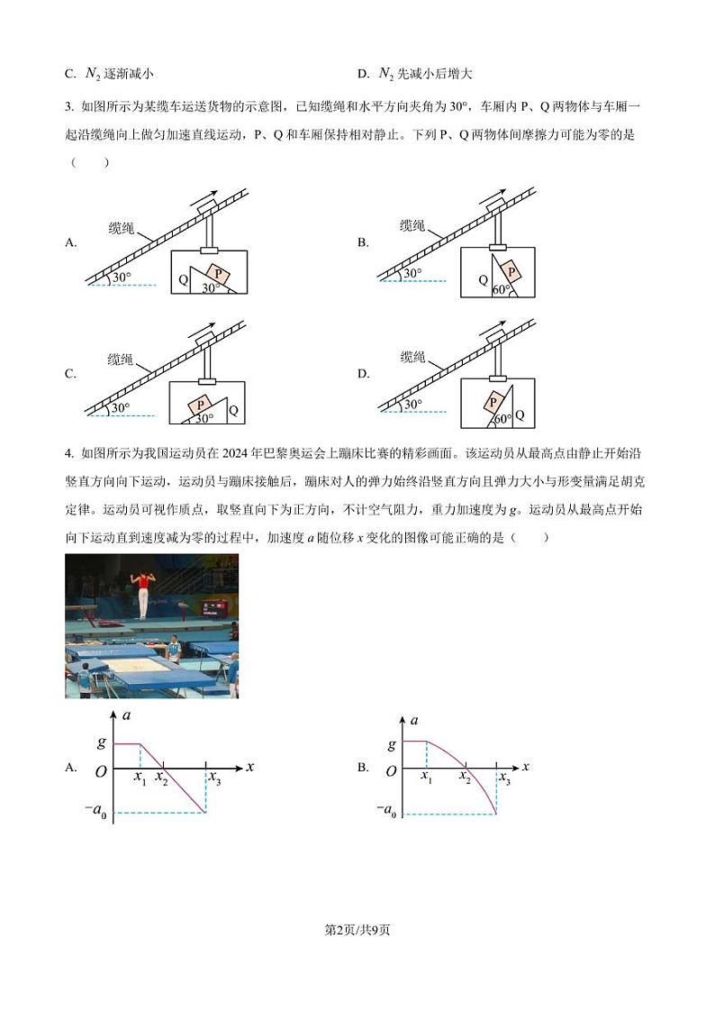 山东名校考试联盟2024-2025学年高三上学期10月阶段性检测物理试题(原卷版)第2页