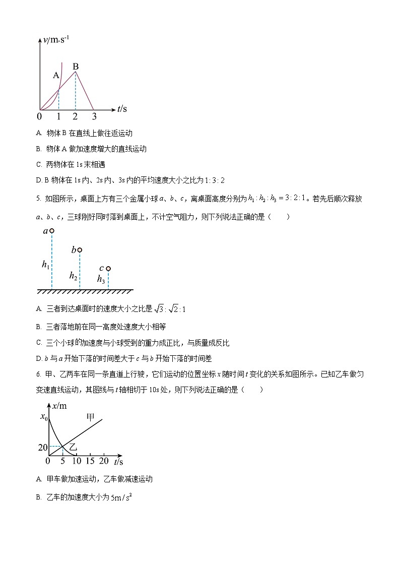 湖北省鄂东南省级示范高中教育教学改革联盟学校2024-2025学年高一上学期起点考试物理试卷 Word版无答案第2页