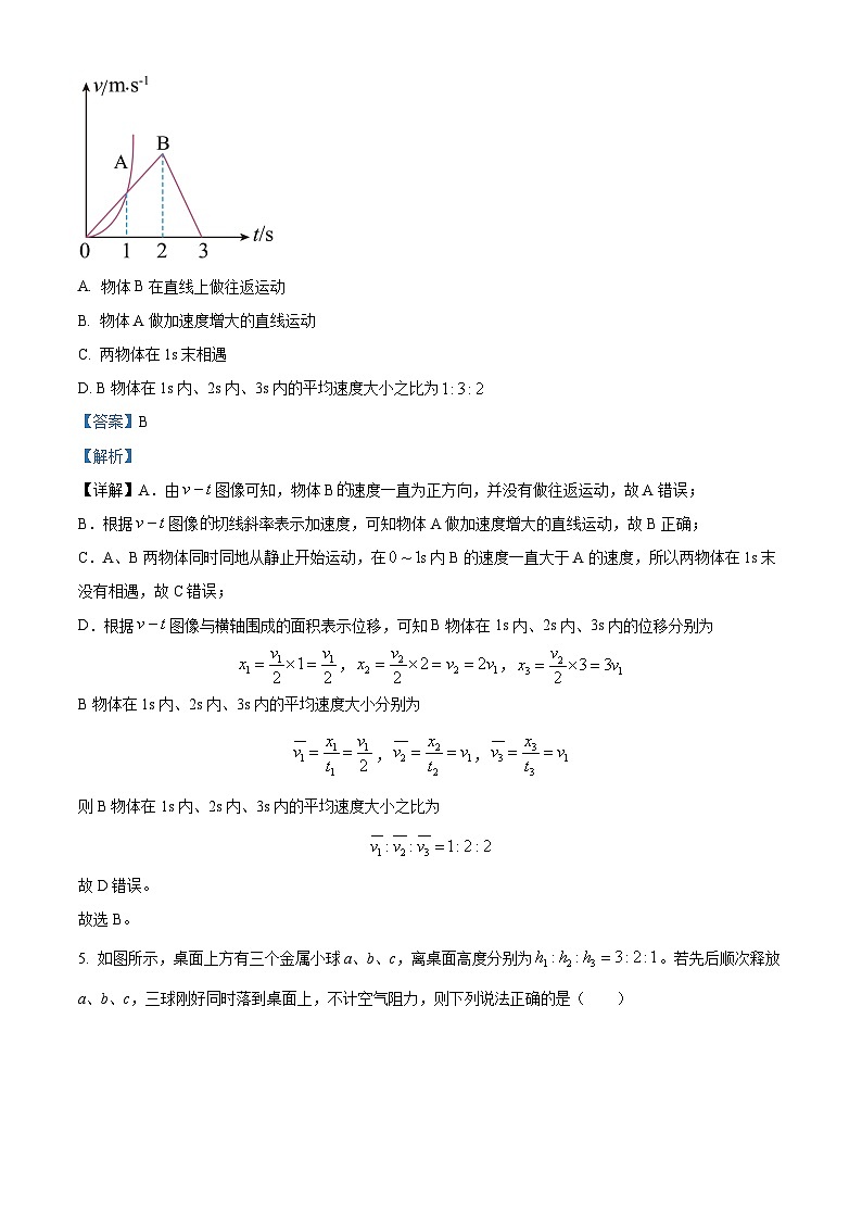 湖北省鄂东南省级示范高中教育教学改革联盟学校2024-2025学年高一上学期起点考试物理试卷 Word版含解析第3页
