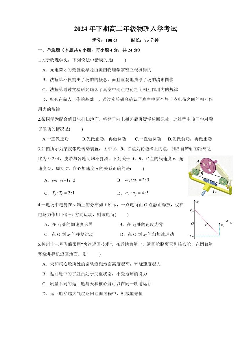 湖南省郴州市第十五中学2024-2025学年高二上学期入学考试物理试题