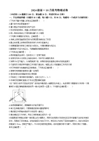 江苏省南京师范大学附属中学2024-2025学年高一上学期10月月考物理试卷(无答案)