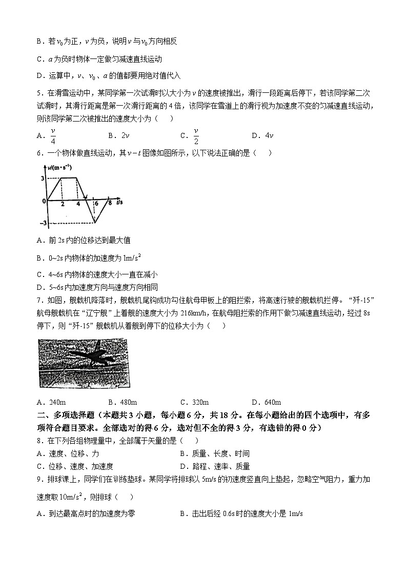 广东省东莞市虎门外语学校2024-2025学年高一上学期10月月考物理试题第2页