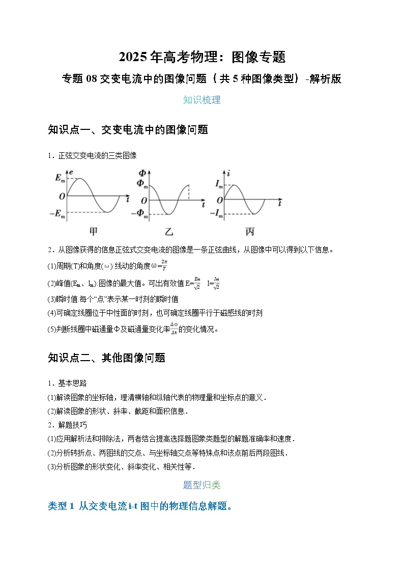 2025年高考物理：图像专题 专题08交变电流中的图像问题（共5种图像类型）-学案解析版