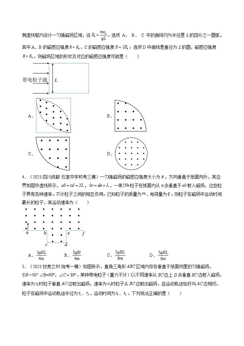 2024高考物理一轮复习第51讲带电粒子在有界匀强磁场中的运动(练习)(学生版+解析)第2页