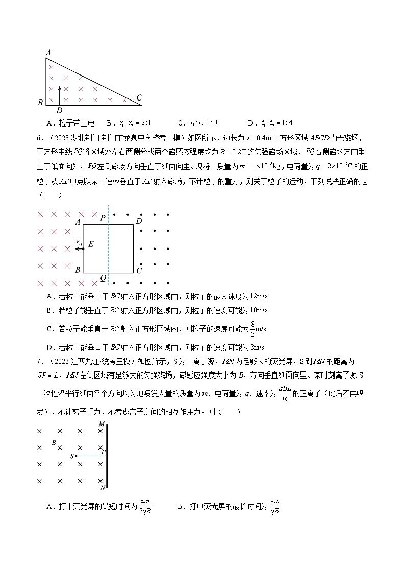 2024高考物理一轮复习第51讲带电粒子在有界匀强磁场中的运动(练习)(学生版+解析)第3页