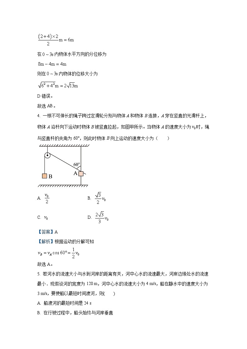 甘肃省兰州市教育局第四片区2023-2024学年高一下学期期中考试物理试卷(解析版)03