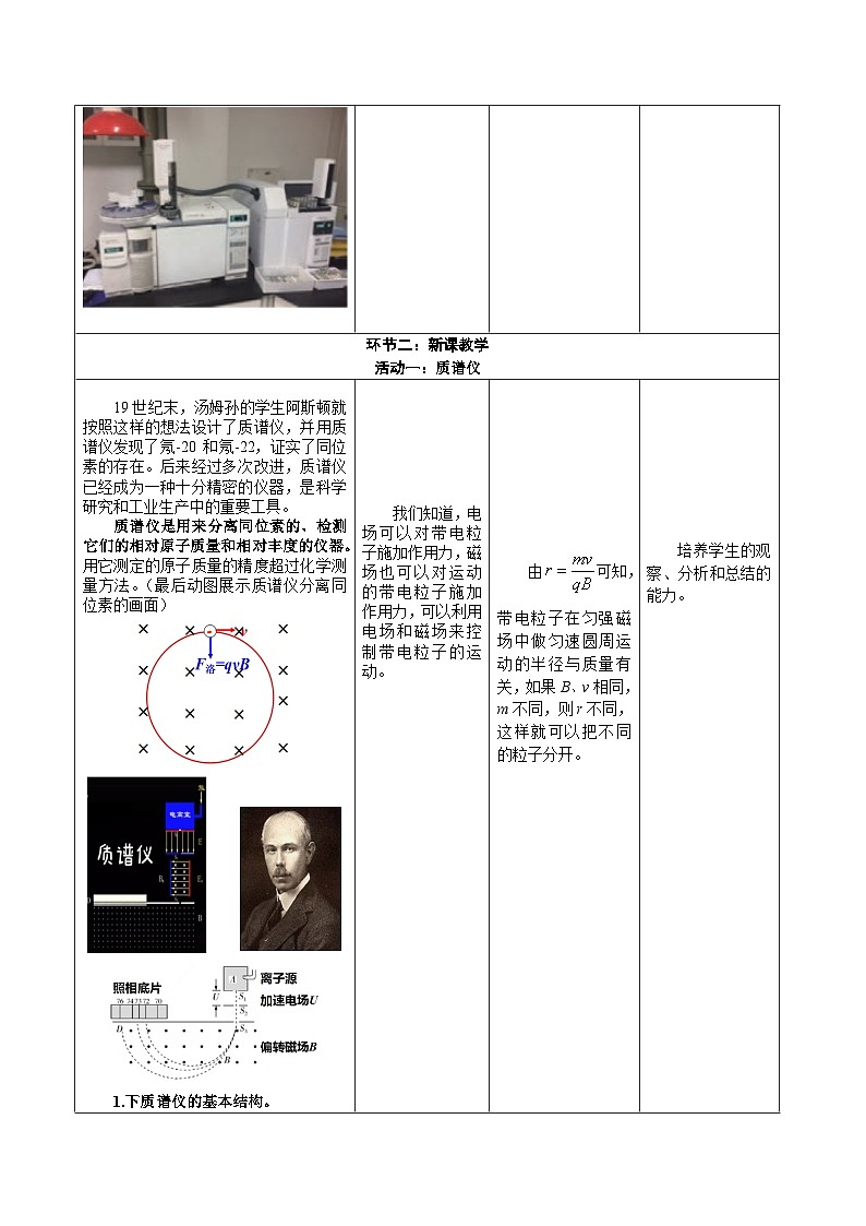 1.4 质谱仪与回旋加速器 ---教学评大单元分课时教学设计第2页