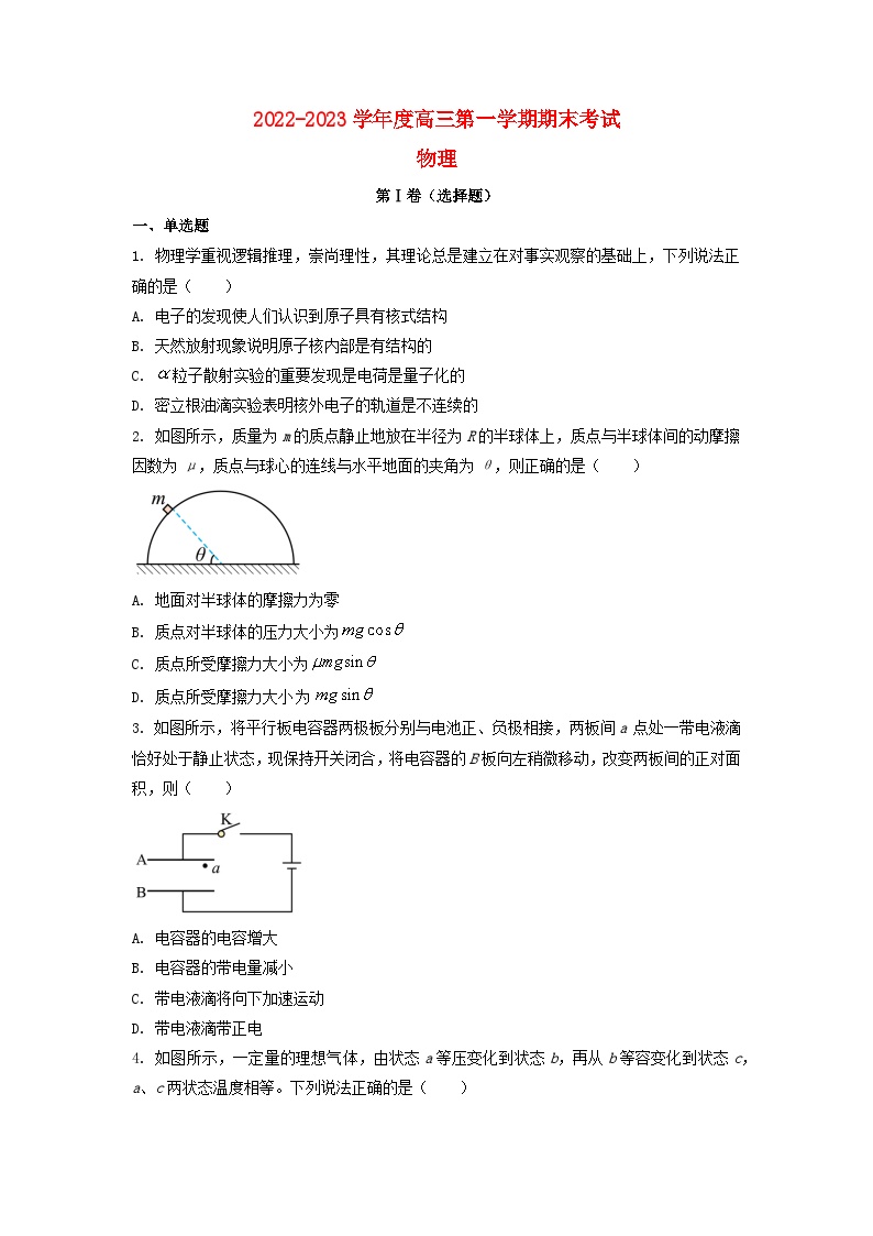 天津市2022_2023学年高三物理上学期期末考试