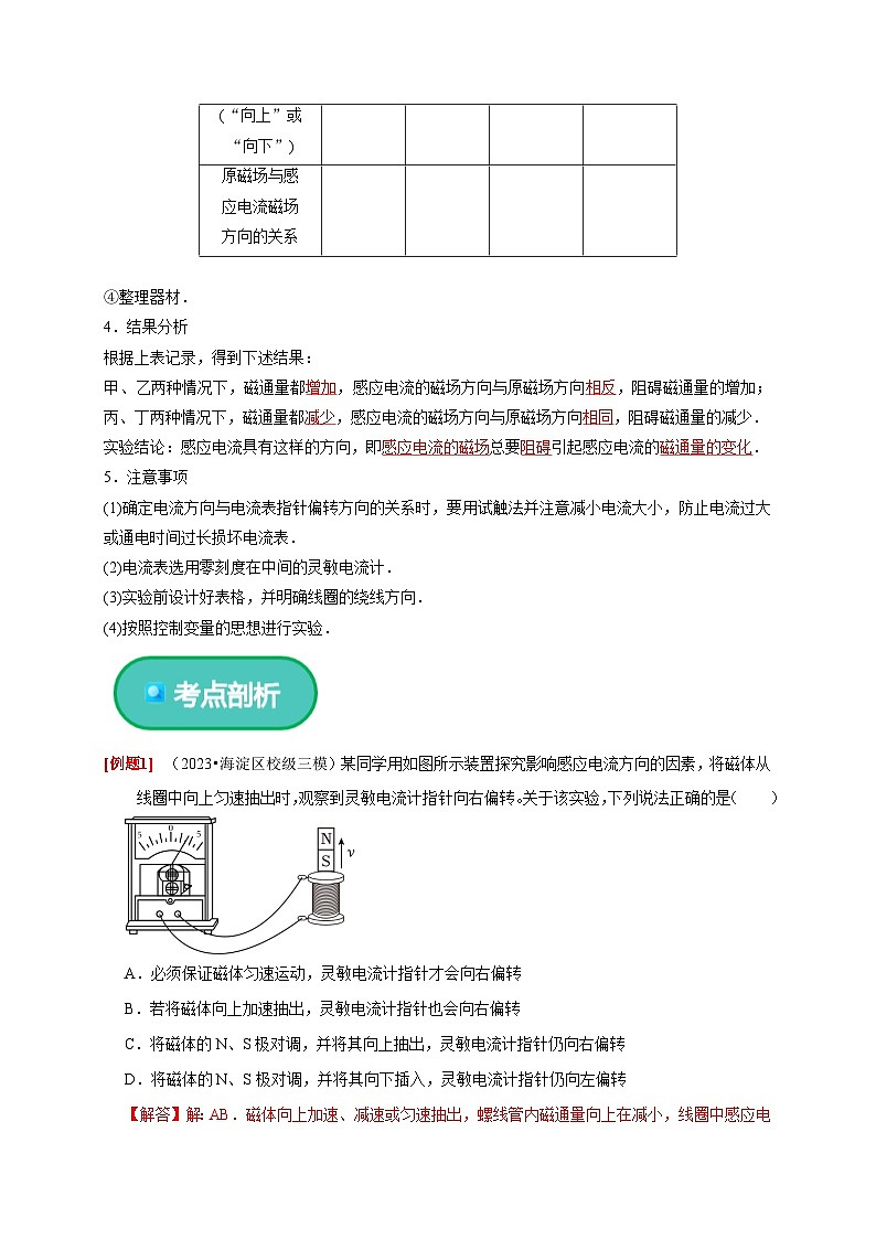 人教版高中物理选择性必修二同步讲义2.1 楞次定律(2份,原卷版+解析版)03
