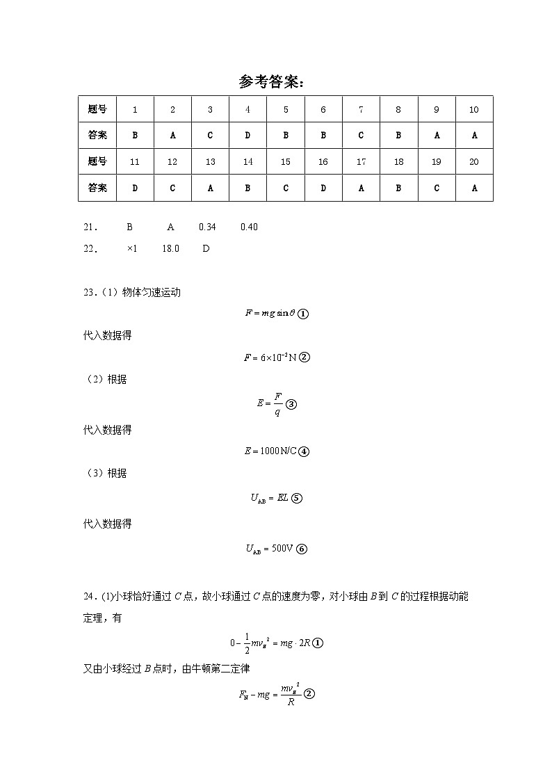 天津市红桥区2024-2025学年高二上学期期中考试物理试题(合格性考试)01