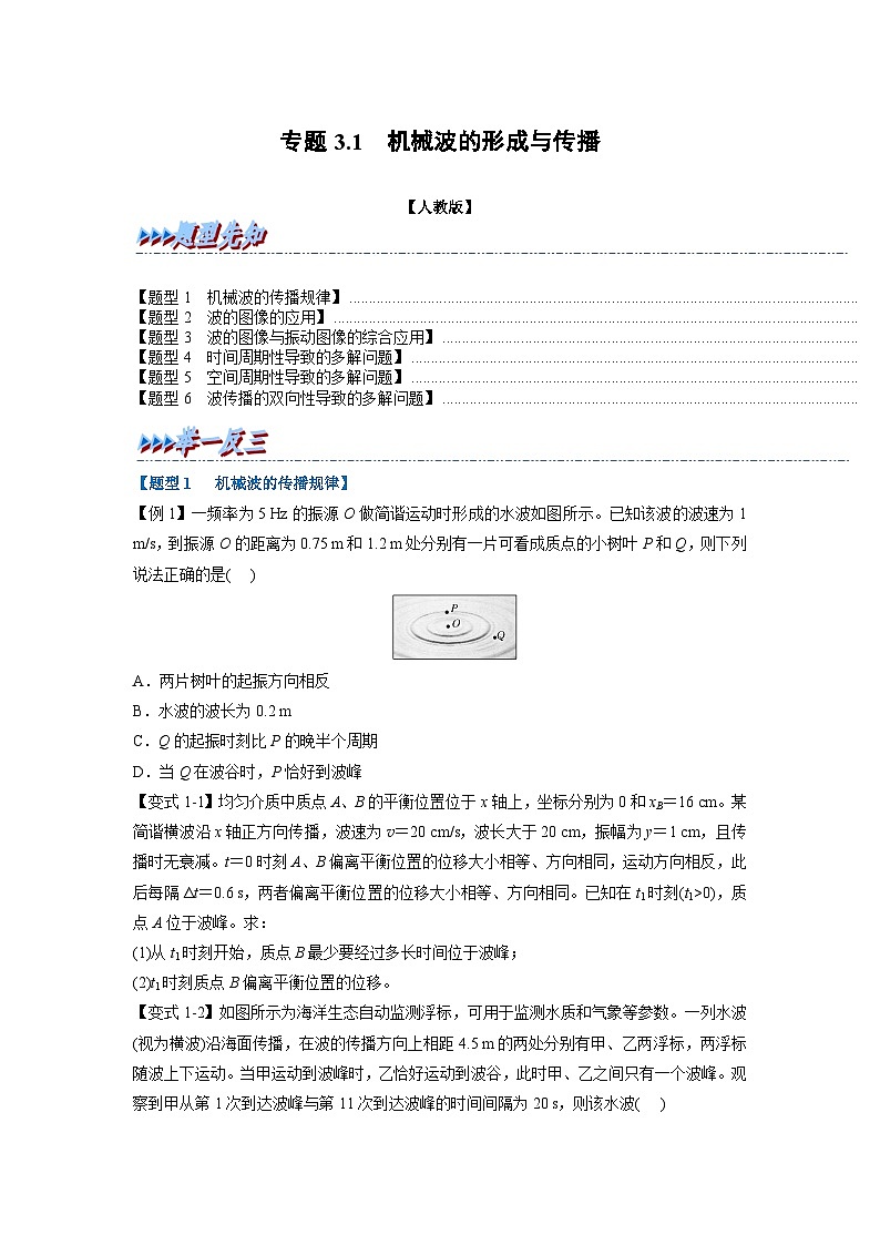 人教版高中物理选择性必修一 同步精讲精练专题3.1 机械波的形成与传播(学生版)第1页