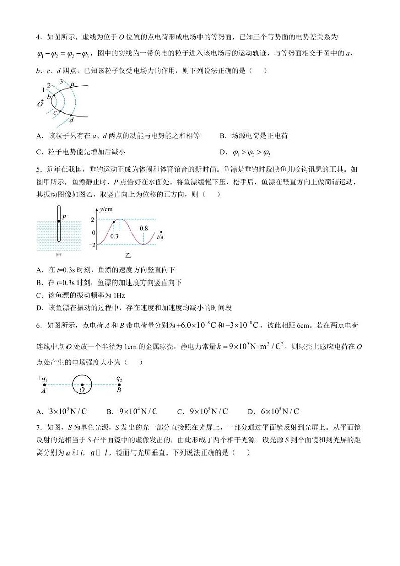 深圳盐田高级中学2024年高二上学期11月期中考试物理试题+答案第2页