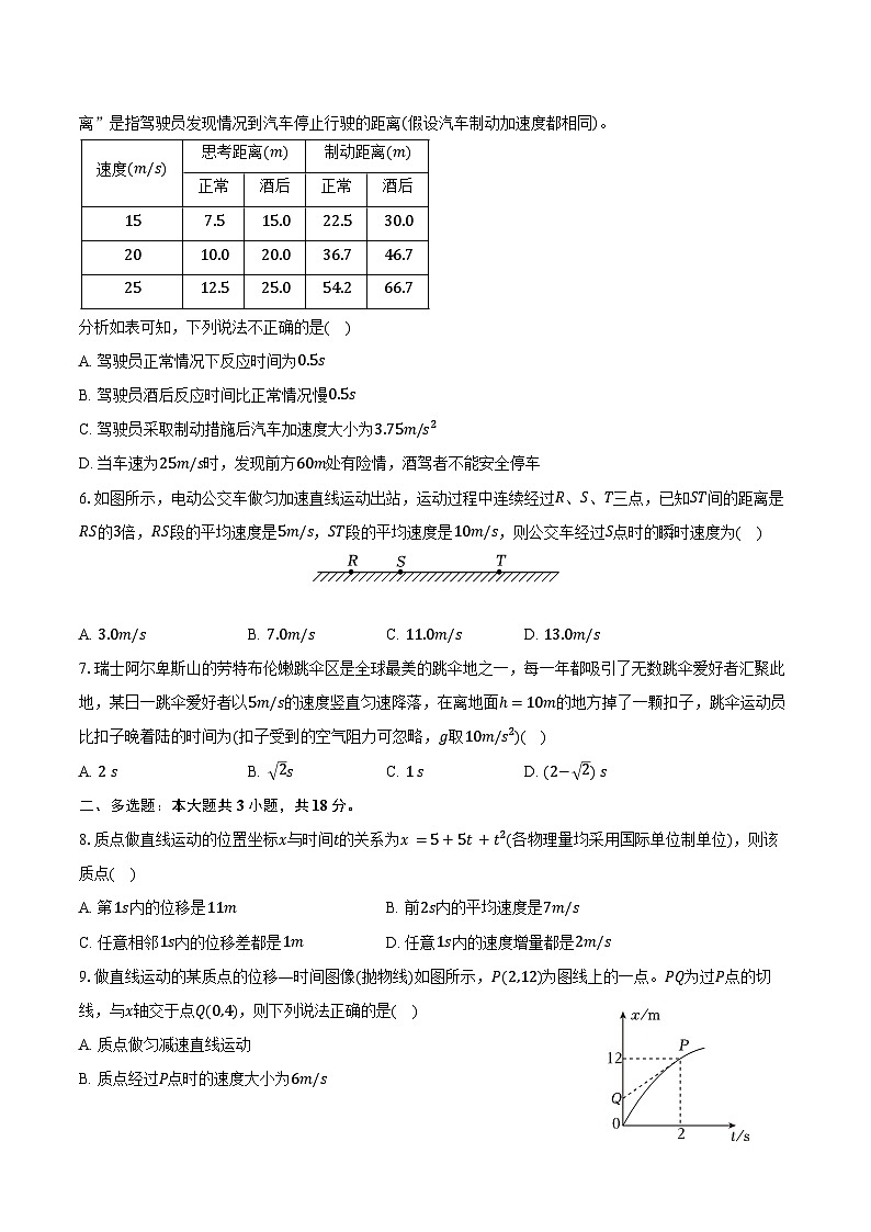 2024-2025学年陕西省西安西工大附中高一(上)月考物理试卷(含解析)第2页