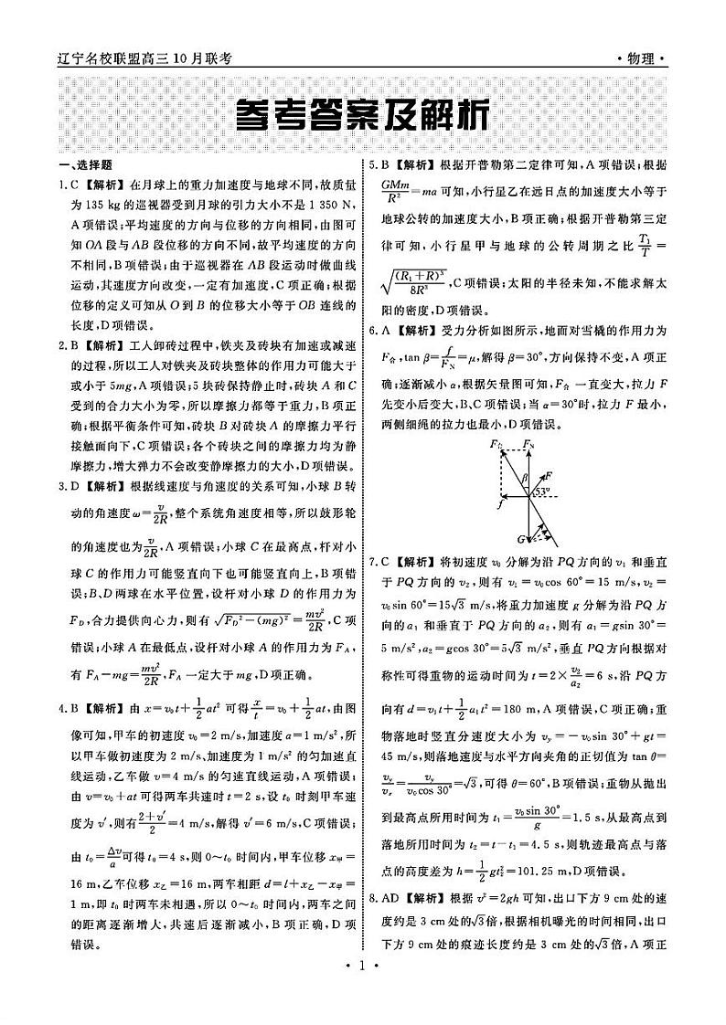 2025届辽宁名校联盟高三上学期10月名校联考物理试题01