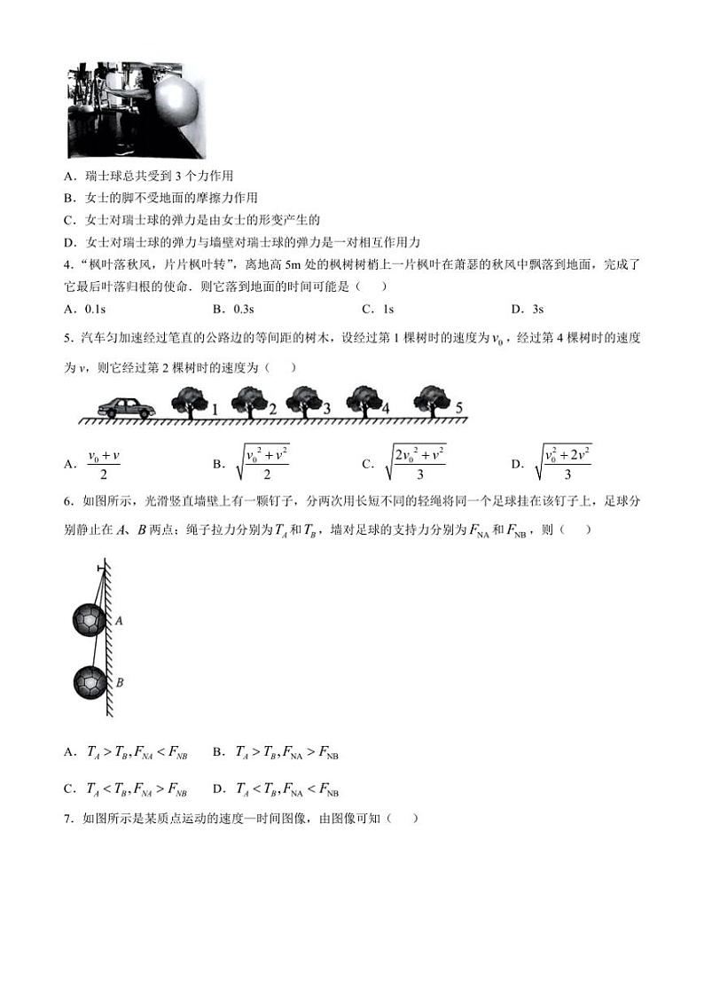 河北省保定市六校联盟2024~2025学年高一上学期11月期中联考试题 物理(含答案)第2页