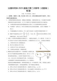 湖南省沅澧共同体2024~2025学年高三上学期第二次联考物理试题(含答案)