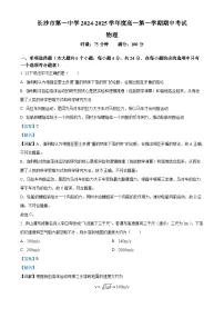湖南省长沙市第一中学2024-2025学年高一上学期11月期中物理试卷（Word版附解析）