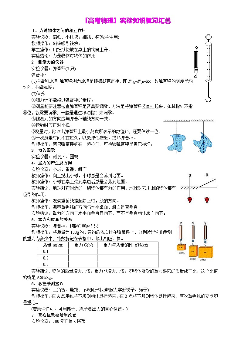 【高考物理】实验知识复习汇总-学案第1页