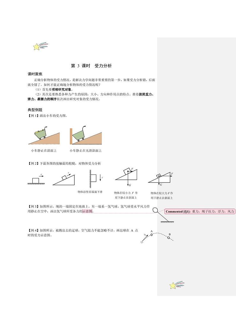 3.1 生活中常见的力(第 3 课时 受力分析)(教师版) 2024-2025学年上海市高一物理必修一同步讲义(沪科版2020)第1页
